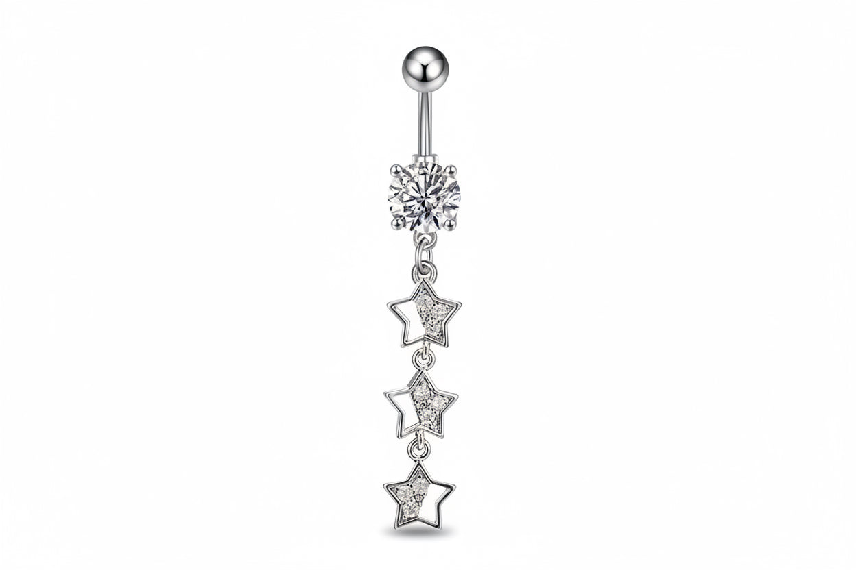 Triple Star Dangle Belly Ring
