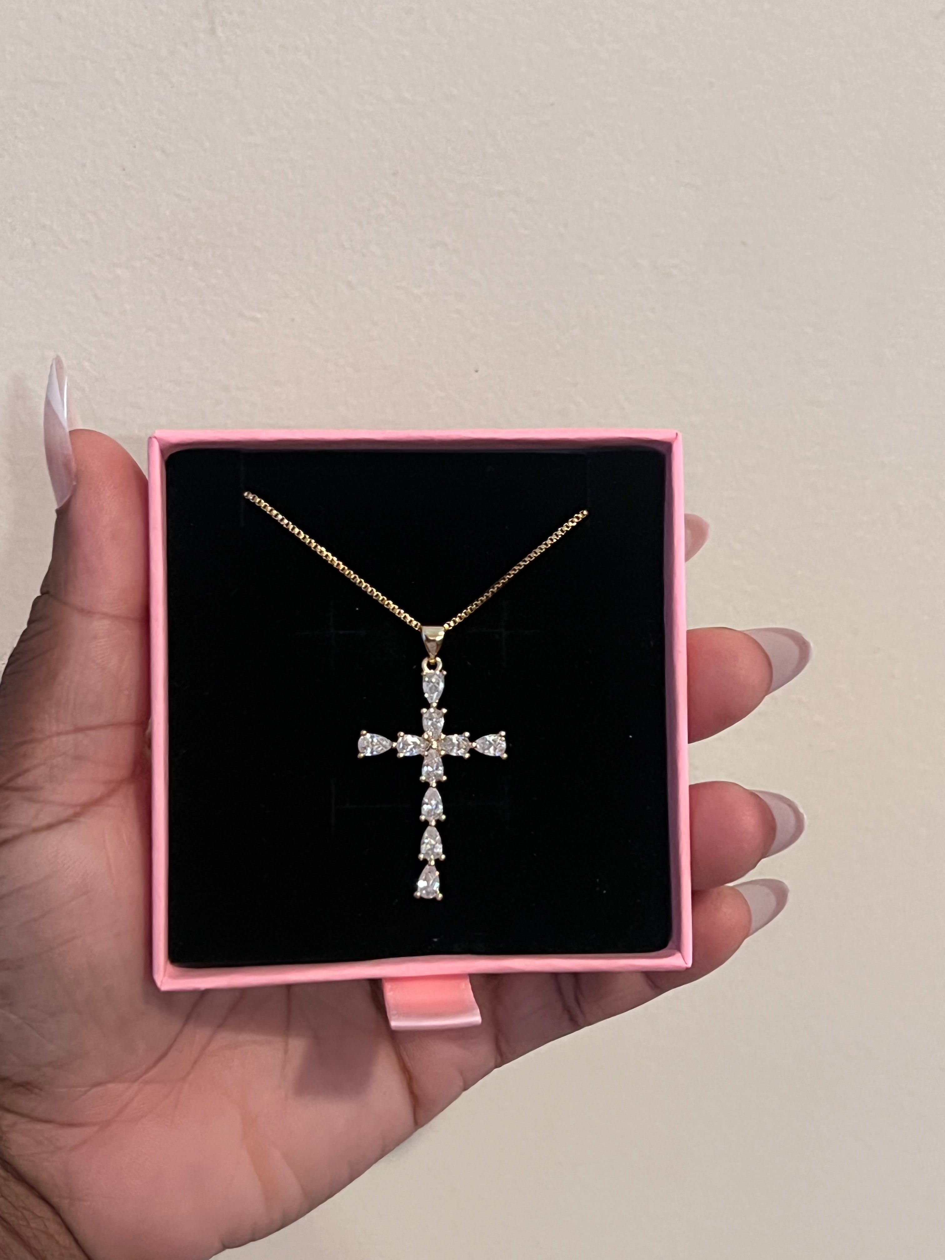 Serenity Drop Cross Necklace