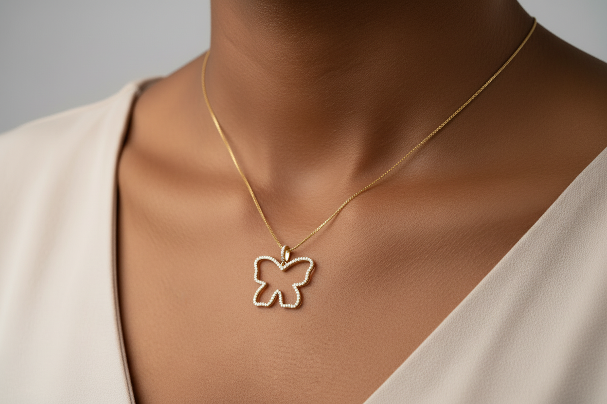 Open Frame Butterfly Necklace