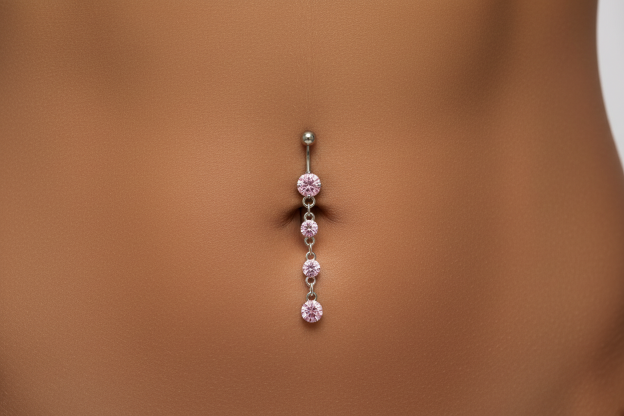 Pink Chain Drip Belly Ring