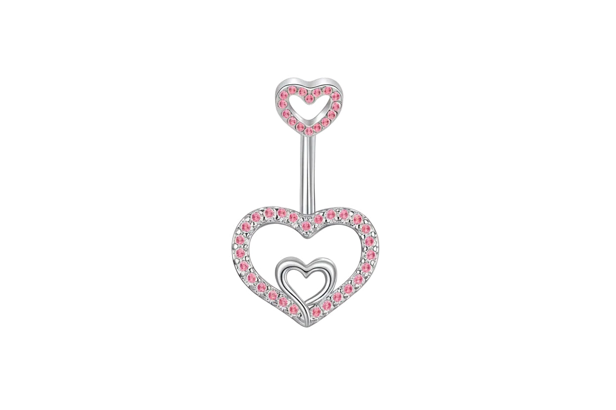 Double Love Heart Belly Ring