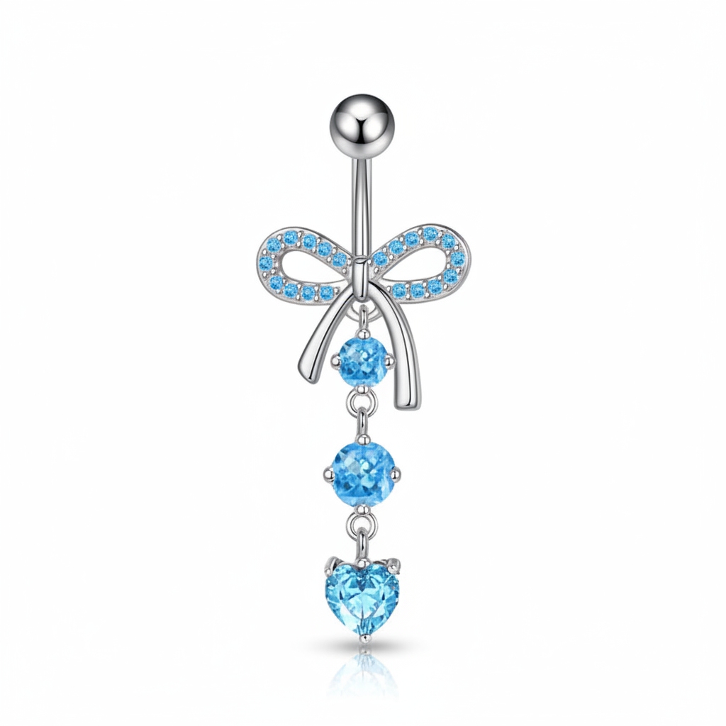 Bow + Heart Drop Belly Ring