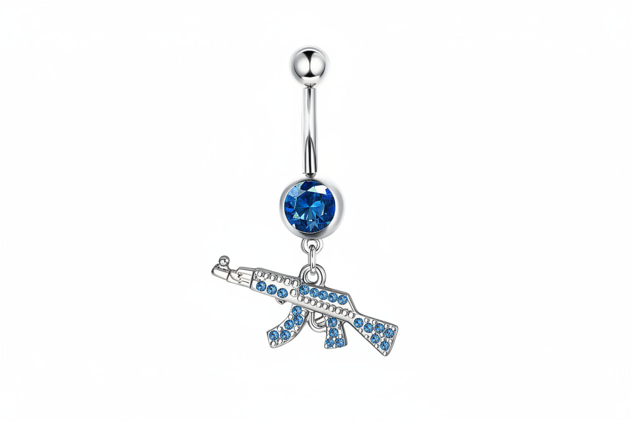 Blue Bandit Belly Ring